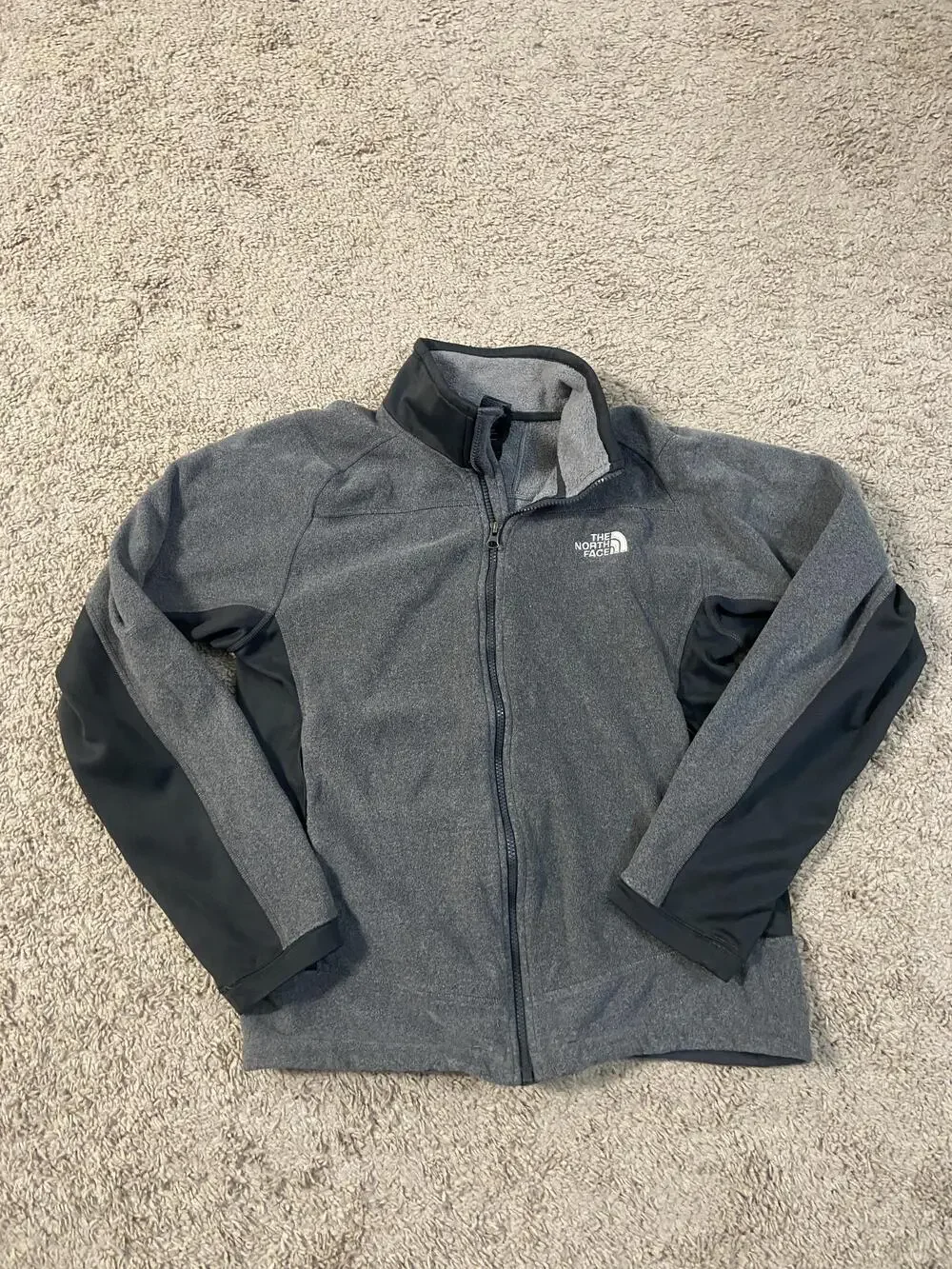 The North Face Jacket Mens Small Gray Black Full Zip Fleece Softshell Panels